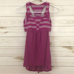 Lululemon Pink Striped Built In Bra Tank Top, 4